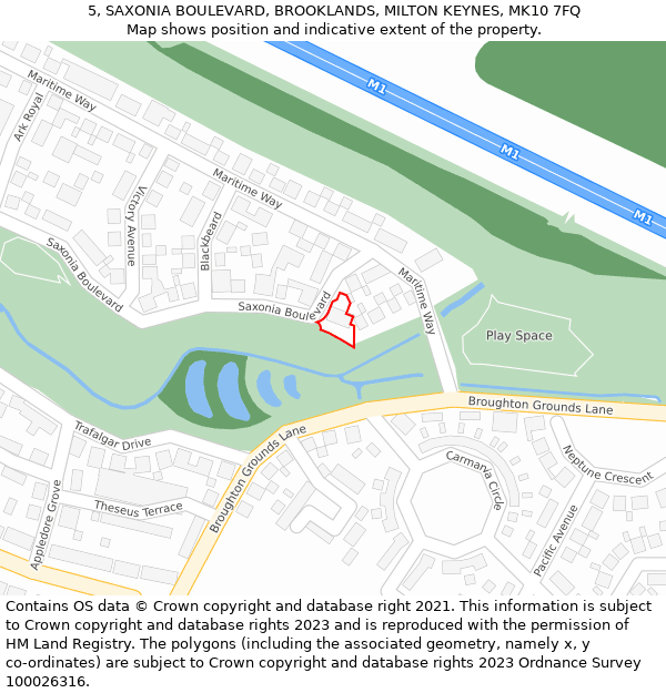 5, SAXONIA BOULEVARD, BROOKLANDS, MILTON KEYNES, MK10 7FQ: Location map and indicative extent of plot