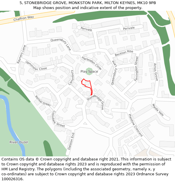 5, STONEBRIDGE GROVE, MONKSTON PARK, MILTON KEYNES, MK10 9PB: Location map and indicative extent of plot