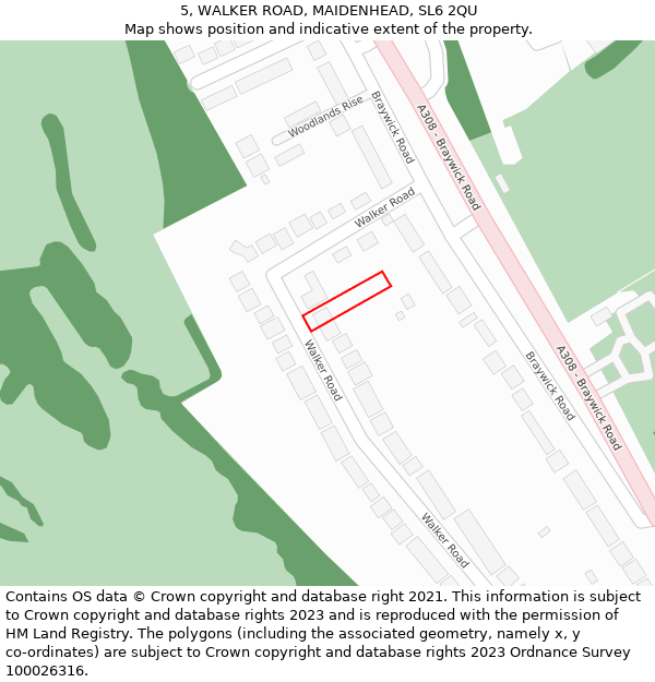 5, WALKER ROAD, MAIDENHEAD, SL6 2QU: Location map and indicative extent of plot