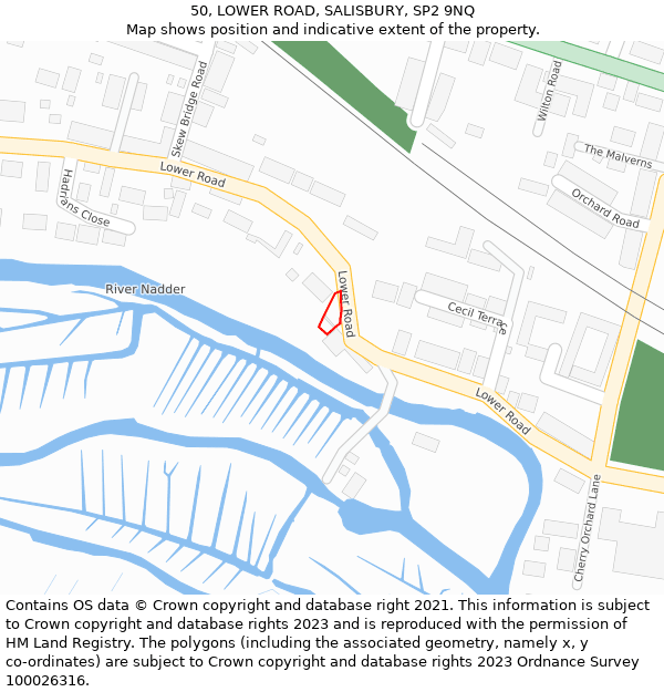 50, LOWER ROAD, SALISBURY, SP2 9NQ: Location map and indicative extent of plot