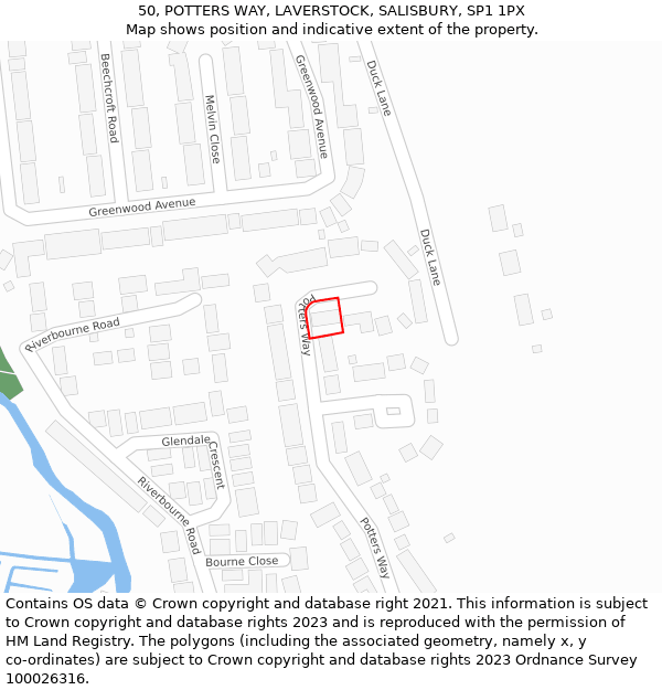 50, POTTERS WAY, LAVERSTOCK, SALISBURY, SP1 1PX: Location map and indicative extent of plot