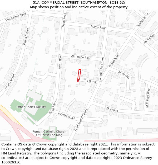 51A, COMMERCIAL STREET, SOUTHAMPTON, SO18 6LY: Location map and indicative extent of plot