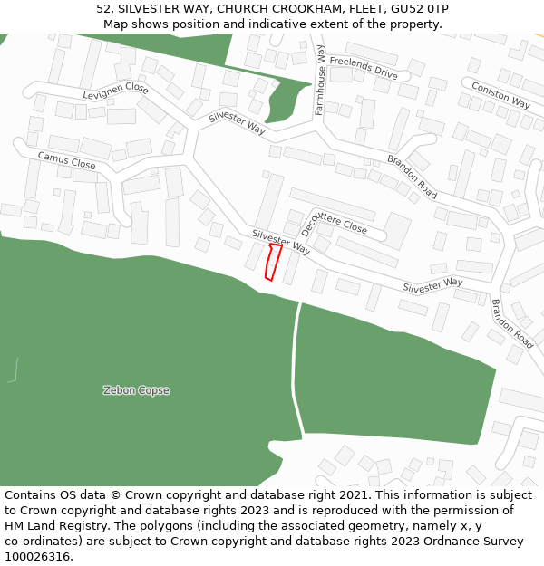 52, SILVESTER WAY, CHURCH CROOKHAM, FLEET, GU52 0TP: Location map and indicative extent of plot