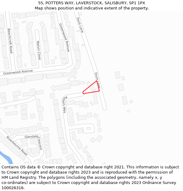 55, POTTERS WAY, LAVERSTOCK, SALISBURY, SP1 1PX: Location map and indicative extent of plot