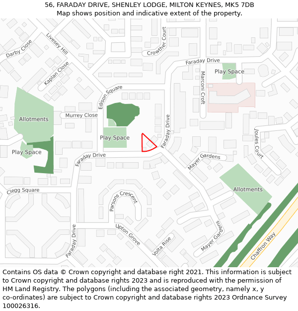 56, FARADAY DRIVE, SHENLEY LODGE, MILTON KEYNES, MK5 7DB: Location map and indicative extent of plot