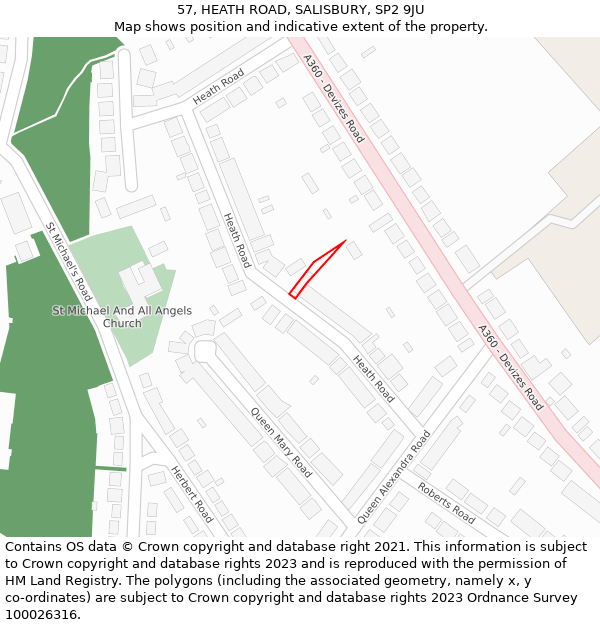 57, HEATH ROAD, SALISBURY, SP2 9JU: Location map and indicative extent of plot