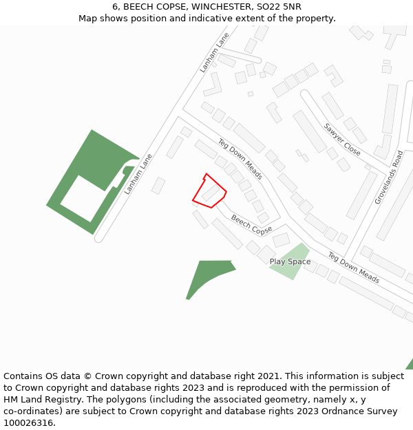 6, BEECH COPSE, WINCHESTER, SO22 5NR: Location map and indicative extent of plot