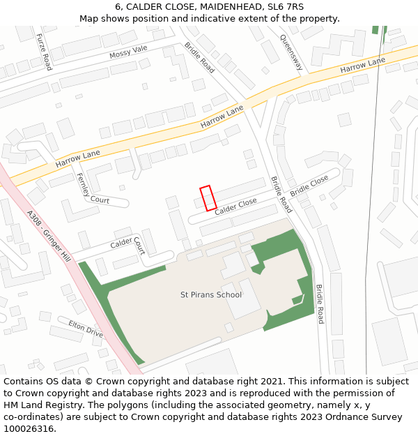 6, CALDER CLOSE, MAIDENHEAD, SL6 7RS: Location map and indicative extent of plot