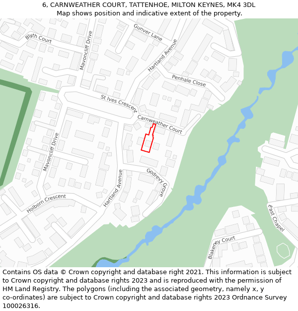 6, CARNWEATHER COURT, TATTENHOE, MILTON KEYNES, MK4 3DL: Location map and indicative extent of plot