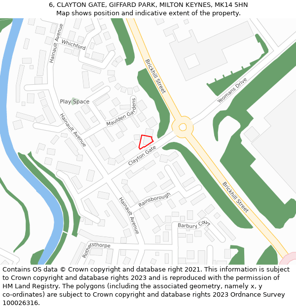 6, CLAYTON GATE, GIFFARD PARK, MILTON KEYNES, MK14 5HN: Location map and indicative extent of plot