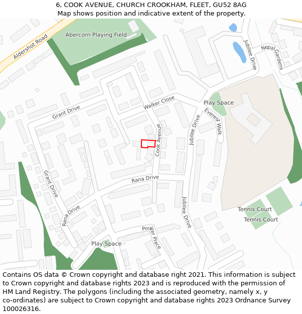 6, COOK AVENUE, CHURCH CROOKHAM, FLEET, GU52 8AG: Location map and indicative extent of plot