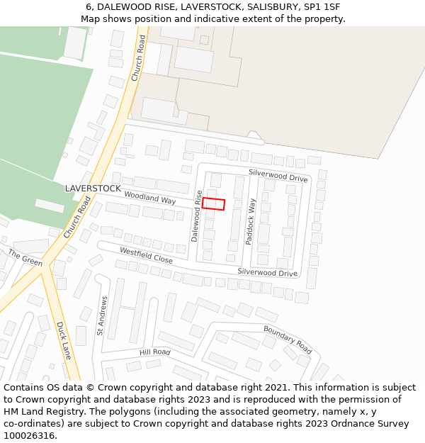 6, DALEWOOD RISE, LAVERSTOCK, SALISBURY, SP1 1SF: Location map and indicative extent of plot