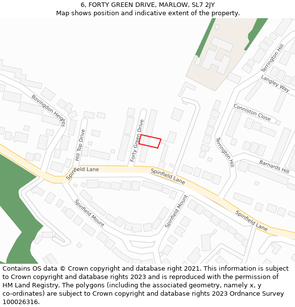 6, FORTY GREEN DRIVE, MARLOW, SL7 2JY: Location map and indicative extent of plot