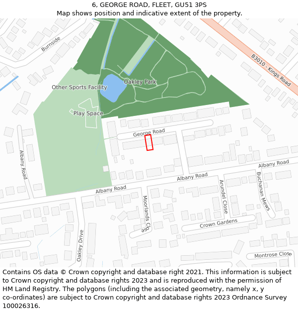 6, GEORGE ROAD, FLEET, GU51 3PS: Location map and indicative extent of plot