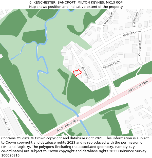 6, KENCHESTER, BANCROFT, MILTON KEYNES, MK13 0QP: Location map and indicative extent of plot