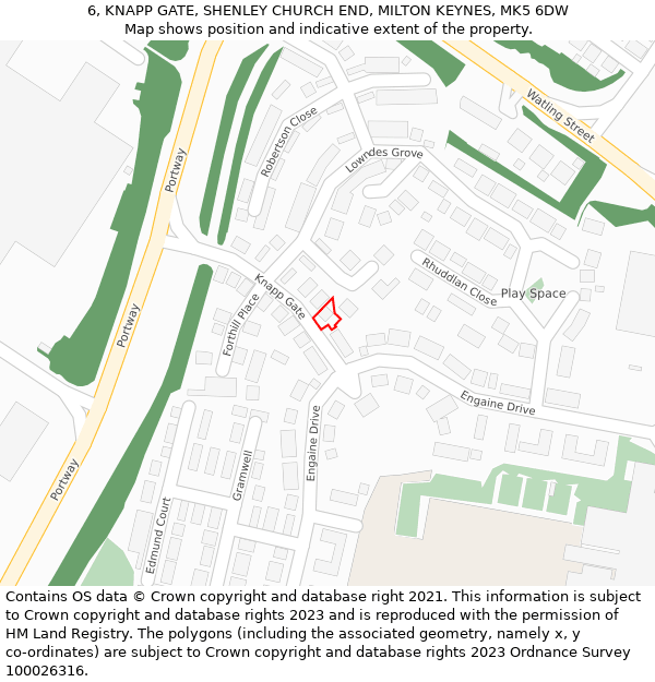 6, KNAPP GATE, SHENLEY CHURCH END, MILTON KEYNES, MK5 6DW: Location map and indicative extent of plot