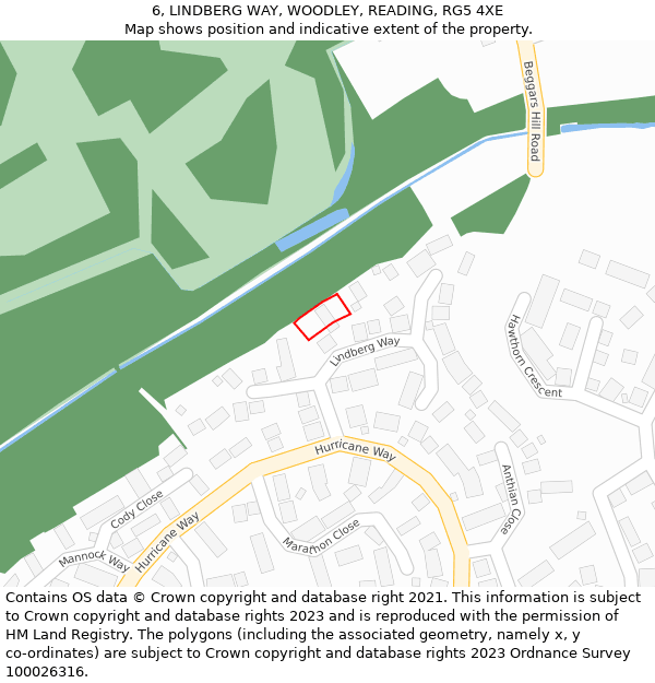 6, LINDBERG WAY, WOODLEY, READING, RG5 4XE: Location map and indicative extent of plot