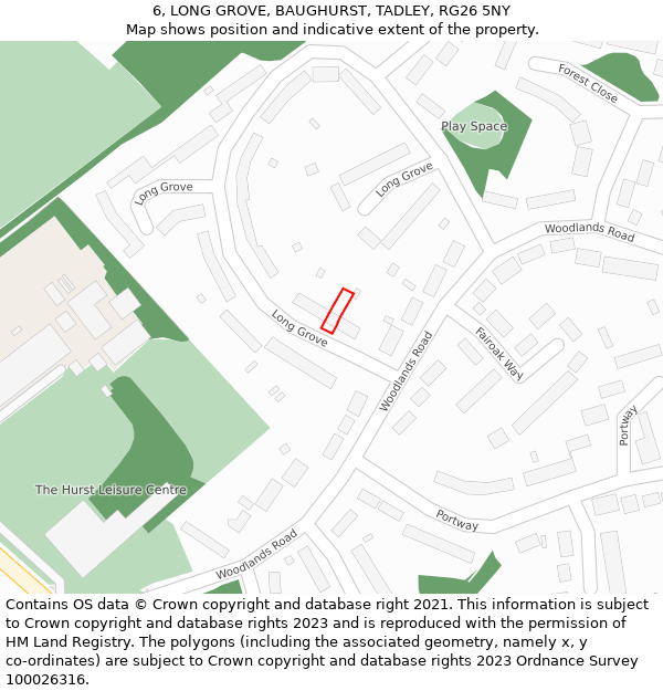 6, LONG GROVE, BAUGHURST, TADLEY, RG26 5NY: Location map and indicative extent of plot