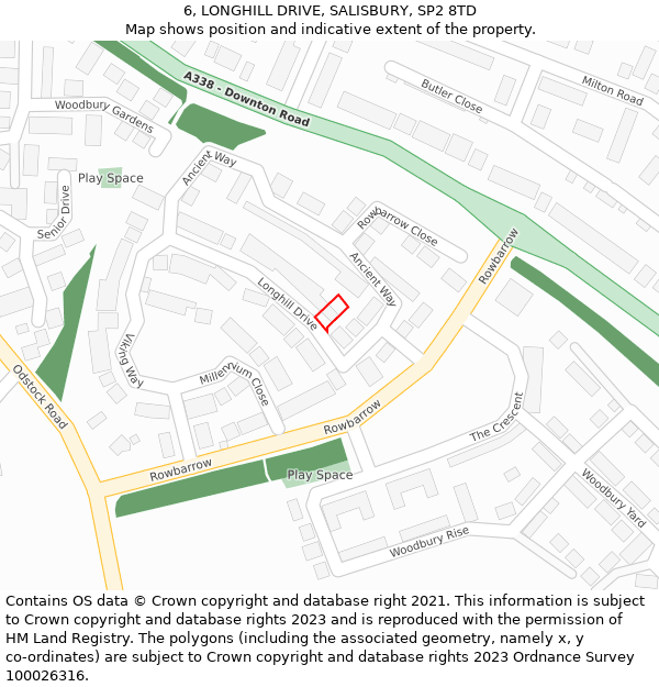 6, LONGHILL DRIVE, SALISBURY, SP2 8TD: Location map and indicative extent of plot