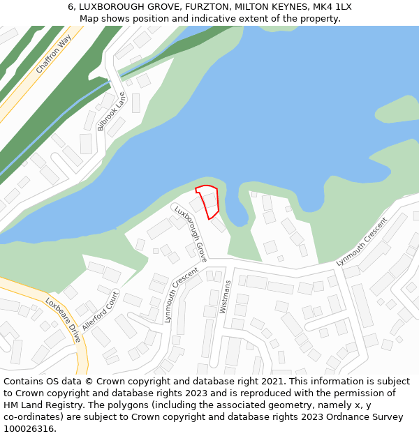 6, LUXBOROUGH GROVE, FURZTON, MILTON KEYNES, MK4 1LX: Location map and indicative extent of plot