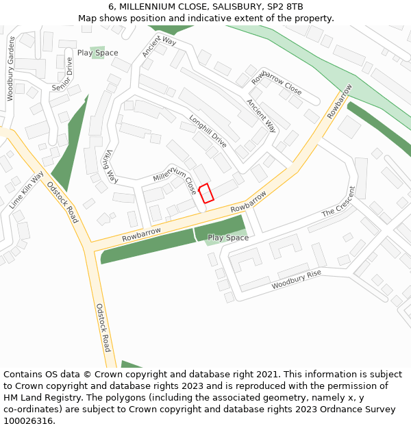 6, MILLENNIUM CLOSE, SALISBURY, SP2 8TB: Location map and indicative extent of plot