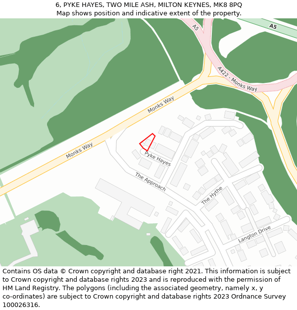 6, PYKE HAYES, TWO MILE ASH, MILTON KEYNES, MK8 8PQ: Location map and indicative extent of plot