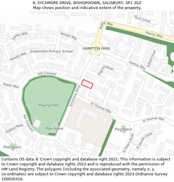 6, SYCAMORE DRIVE, BISHOPDOWN, SALISBURY, SP1 3GZ: Location map and indicative extent of plot