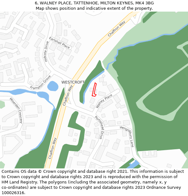 6, WALNEY PLACE, TATTENHOE, MILTON KEYNES, MK4 3BG: Location map and indicative extent of plot