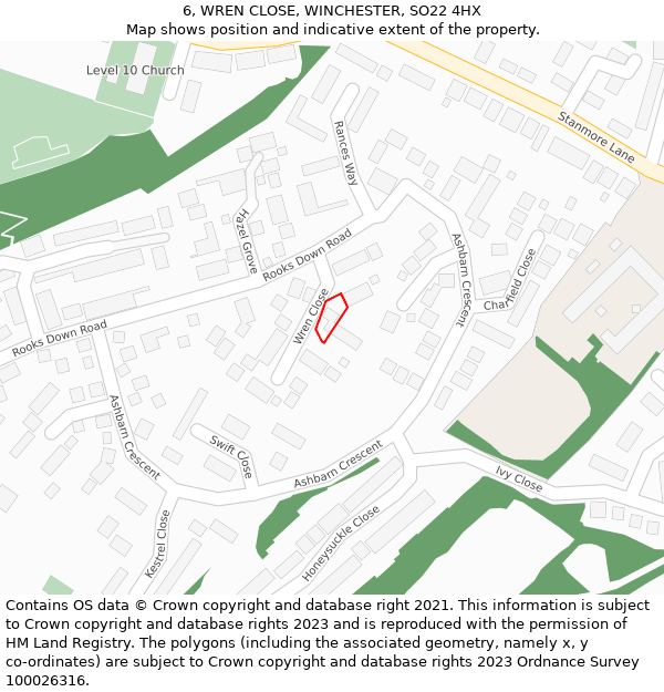 6, WREN CLOSE, WINCHESTER, SO22 4HX: Location map and indicative extent of plot