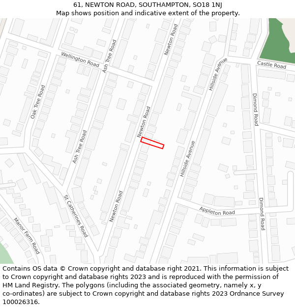 61, NEWTON ROAD, SOUTHAMPTON, SO18 1NJ: Location map and indicative extent of plot