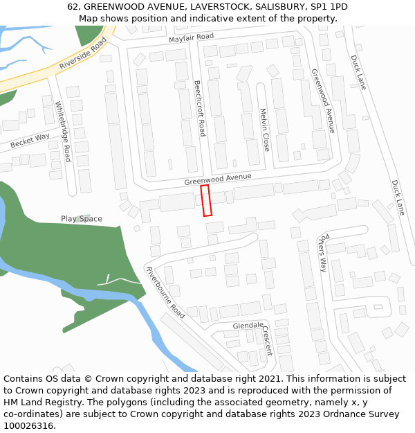 62, GREENWOOD AVENUE, LAVERSTOCK, SALISBURY, SP1 1PD: Location map and indicative extent of plot