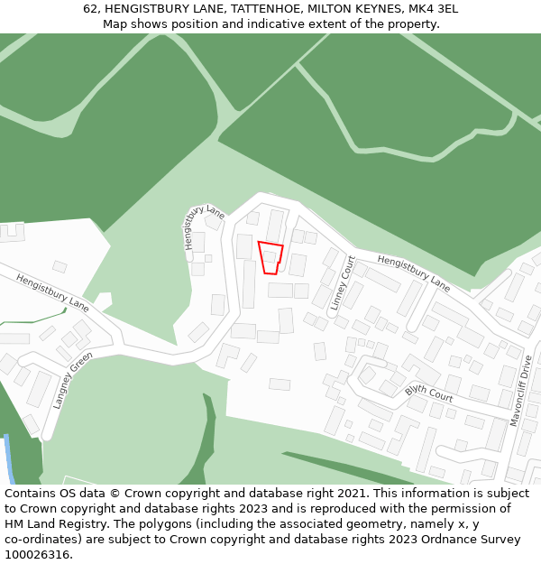 62, HENGISTBURY LANE, TATTENHOE, MILTON KEYNES, MK4 3EL: Location map and indicative extent of plot