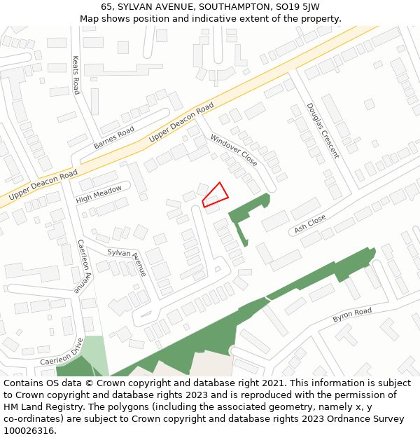 65, SYLVAN AVENUE, SOUTHAMPTON, SO19 5JW: Location map and indicative extent of plot