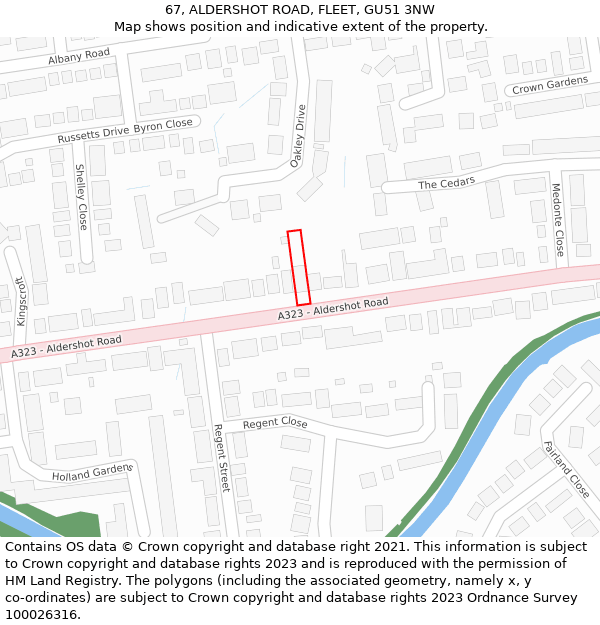 67, ALDERSHOT ROAD, FLEET, GU51 3NW: Location map and indicative extent of plot