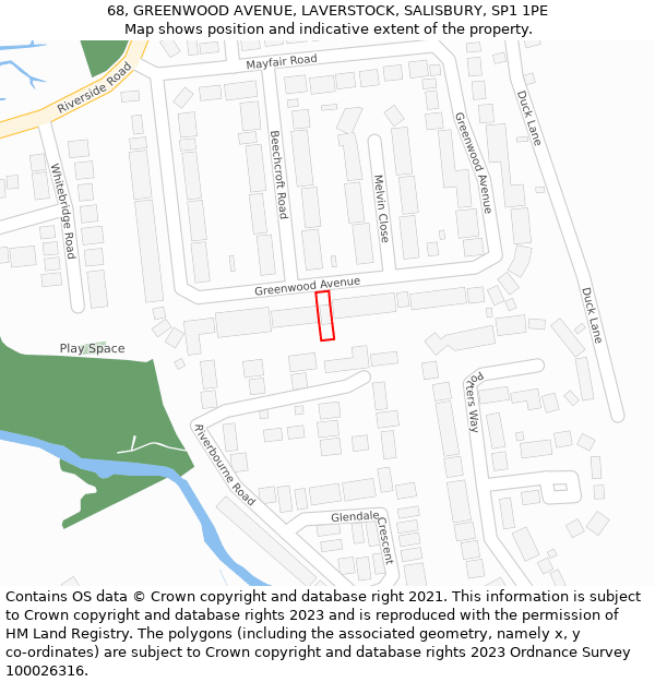 68, GREENWOOD AVENUE, LAVERSTOCK, SALISBURY, SP1 1PE: Location map and indicative extent of plot