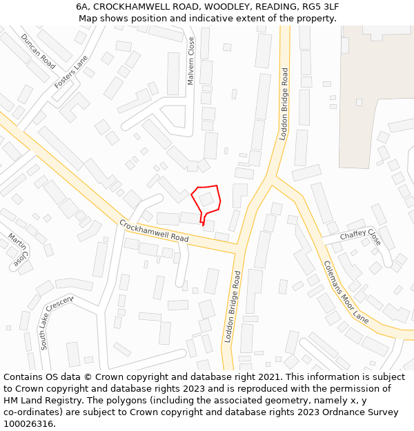 6A, CROCKHAMWELL ROAD, WOODLEY, READING, RG5 3LF: Location map and indicative extent of plot