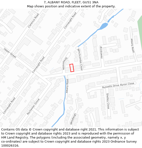 7, ALBANY ROAD, FLEET, GU51 3NA: Location map and indicative extent of plot