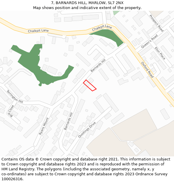 7, BARNARDS HILL, MARLOW, SL7 2NX: Location map and indicative extent of plot