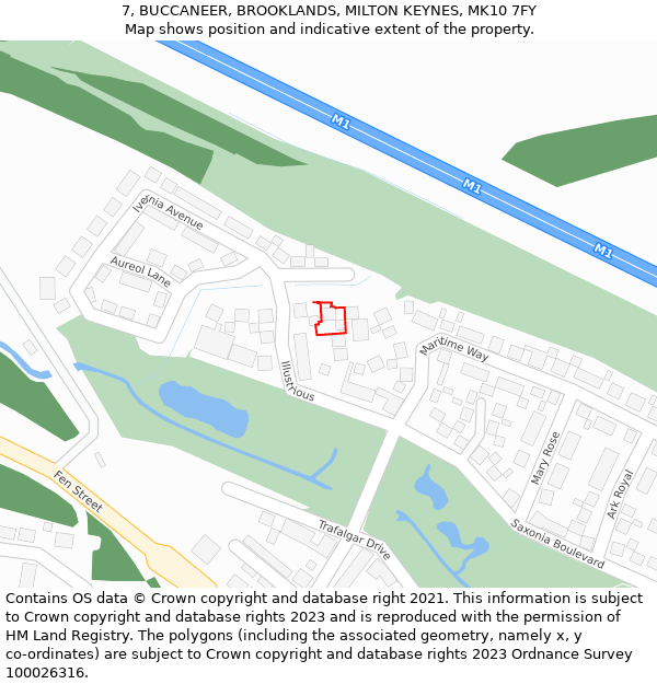 7, BUCCANEER, BROOKLANDS, MILTON KEYNES, MK10 7FY: Location map and indicative extent of plot