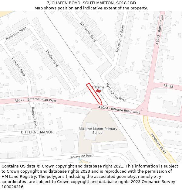 7, CHAFEN ROAD, SOUTHAMPTON, SO18 1BD: Location map and indicative extent of plot