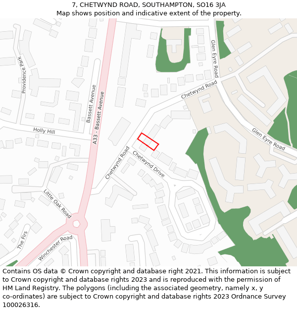 7, CHETWYND ROAD, SOUTHAMPTON, SO16 3JA: Location map and indicative extent of plot