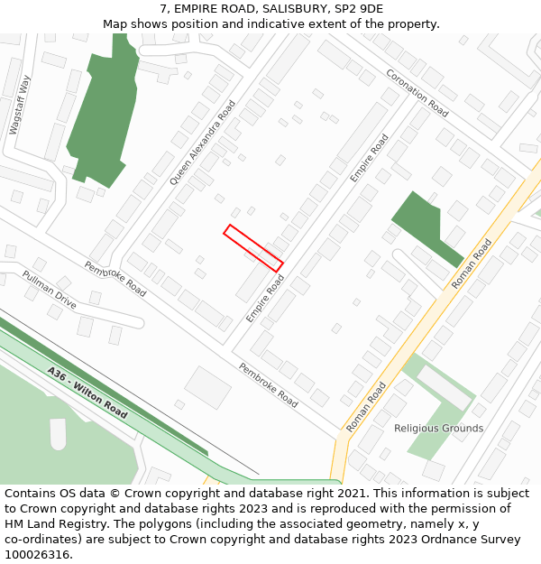 7, EMPIRE ROAD, SALISBURY, SP2 9DE: Location map and indicative extent of plot