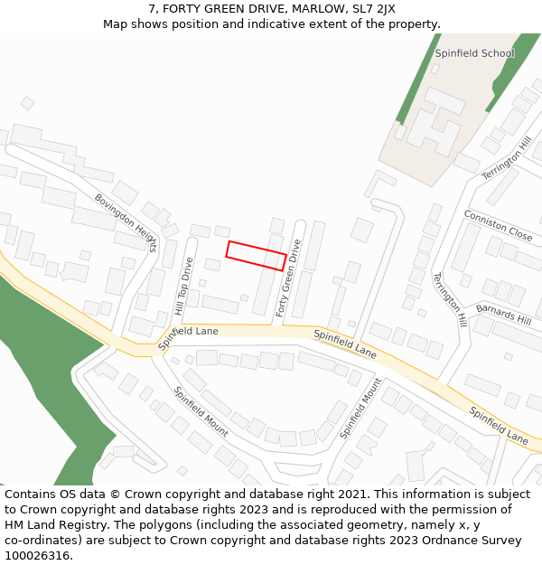 7, FORTY GREEN DRIVE, MARLOW, SL7 2JX: Location map and indicative extent of plot