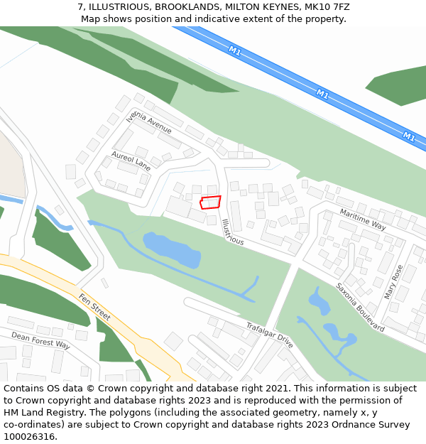 7, ILLUSTRIOUS, BROOKLANDS, MILTON KEYNES, MK10 7FZ: Location map and indicative extent of plot