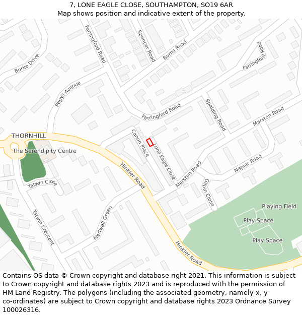 7, LONE EAGLE CLOSE, SOUTHAMPTON, SO19 6AR: Location map and indicative extent of plot