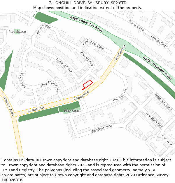 7, LONGHILL DRIVE, SALISBURY, SP2 8TD: Location map and indicative extent of plot