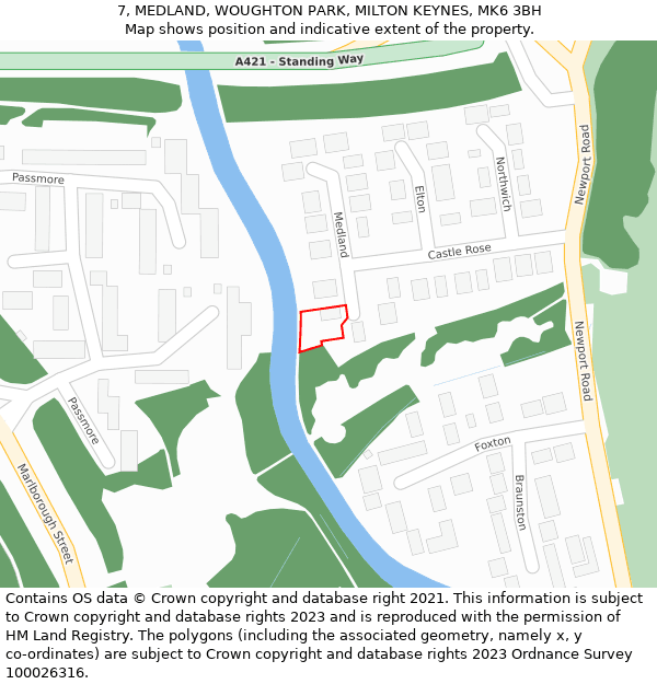 7, MEDLAND, WOUGHTON PARK, MILTON KEYNES, MK6 3BH: Location map and indicative extent of plot