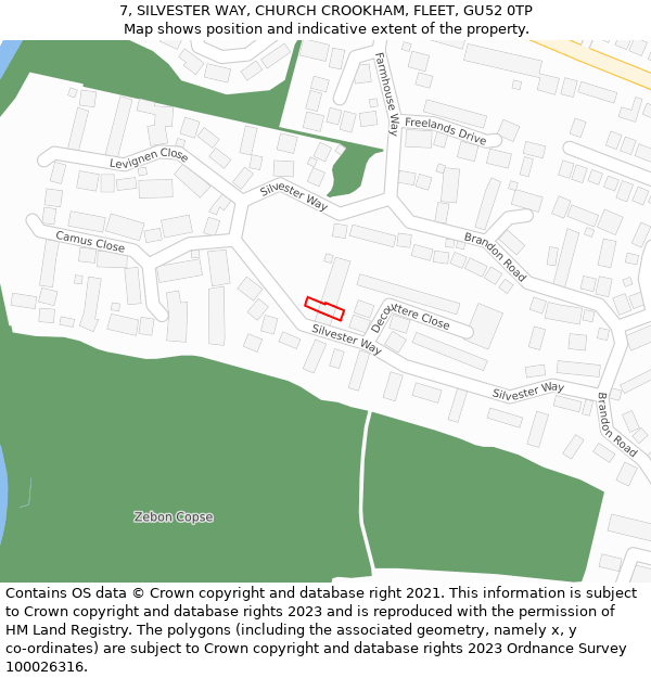 7, SILVESTER WAY, CHURCH CROOKHAM, FLEET, GU52 0TP: Location map and indicative extent of plot