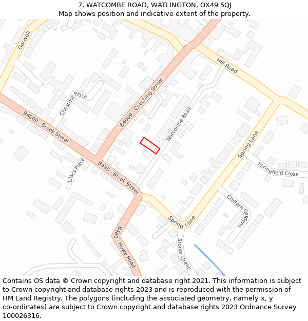 7, WATCOMBE ROAD, WATLINGTON, OX49 5QJ: Location map and indicative extent of plot