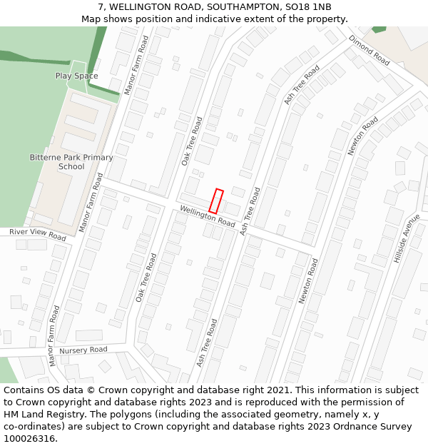 7, WELLINGTON ROAD, SOUTHAMPTON, SO18 1NB: Location map and indicative extent of plot